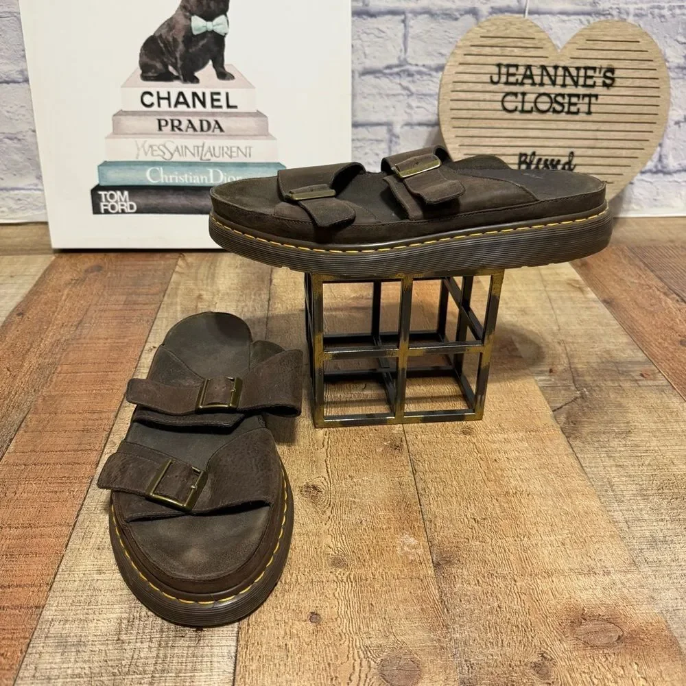 Vintage Dr. Martens Mens Cyprus Air Waves Leather Slide Sandals Size 14 Brown